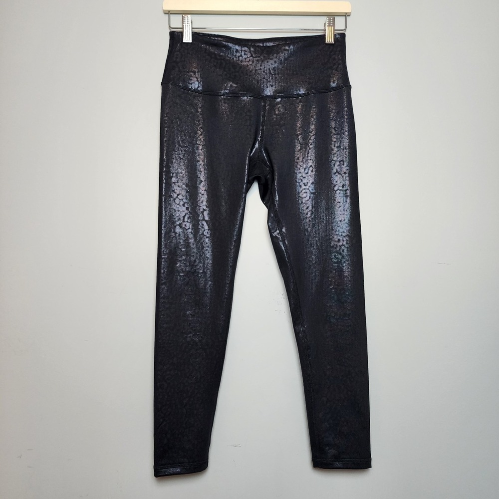 Z by Zella Metallic Leopard Foil High Rise Leggings Black Size Small